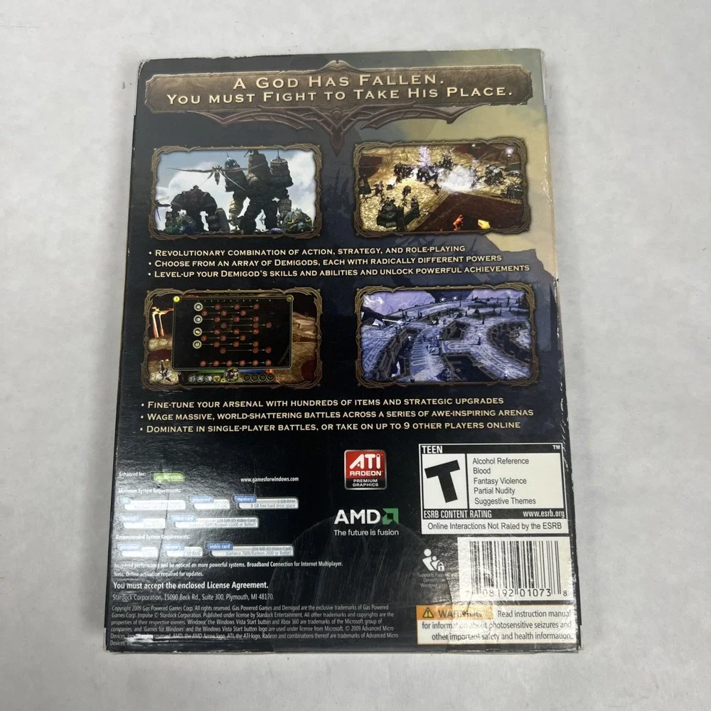 Demigod PC Video Game For Windows Stardock,‎ New in Box Sealed
